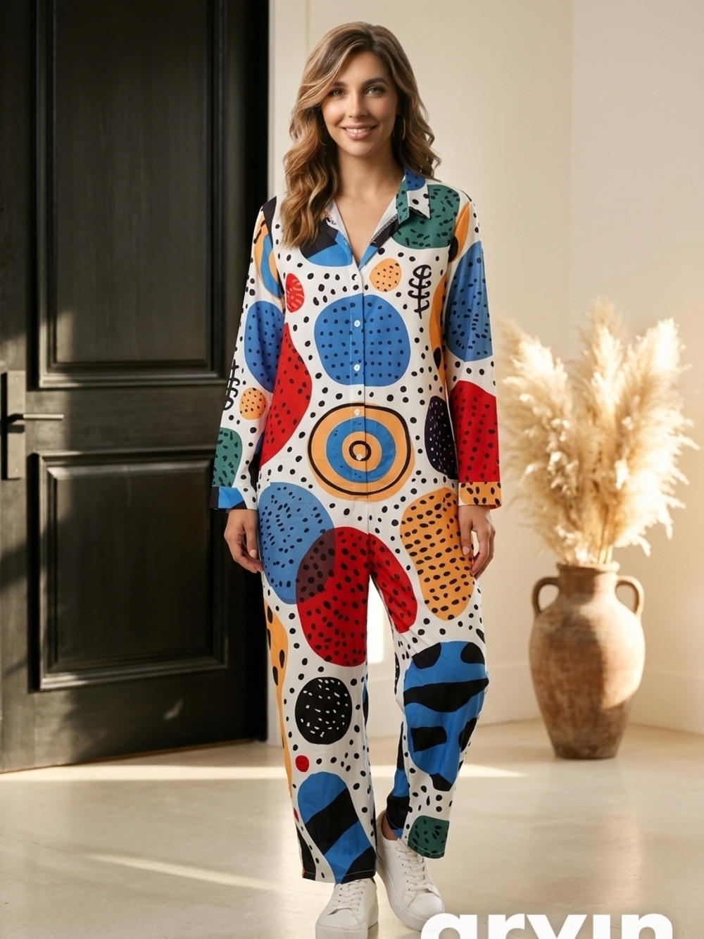 Colorful Abstract Print Jumpsuit - Multicolor